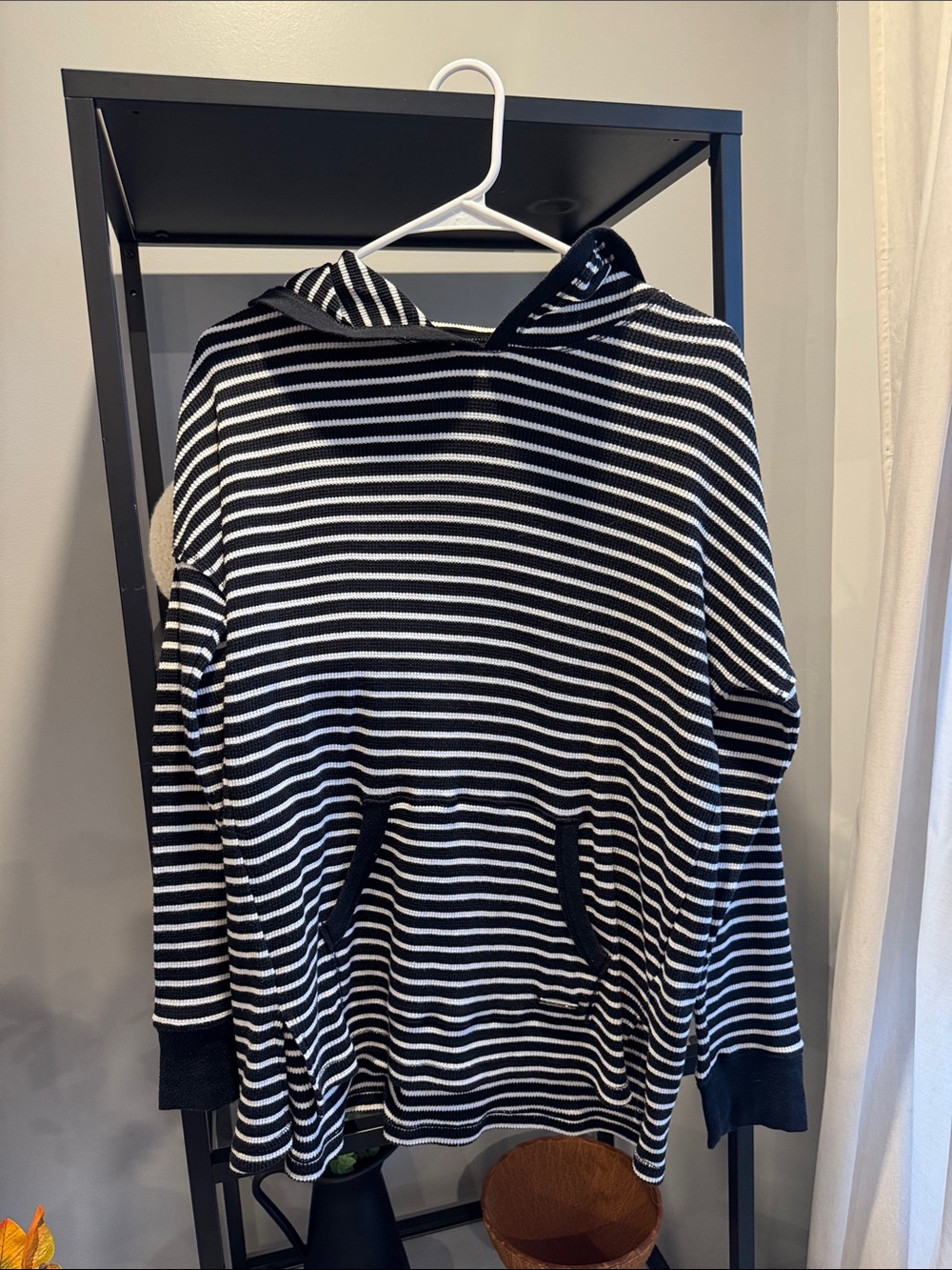 194. Women Black & White Striped Hooded Sweater